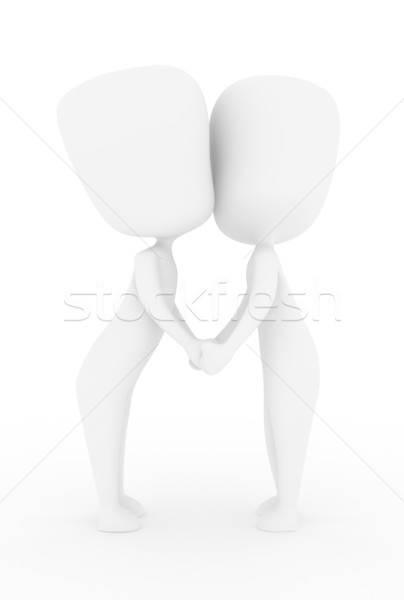 Cuplu sărutat ilustrare 3d țin de mâini fată om Imagine de stoc © lenm