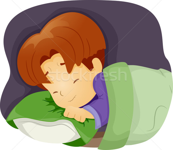 Nachtmerrie illustratie jongen kind bed kid Stockfoto © lenm