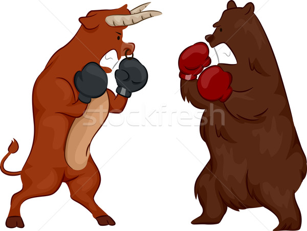 Stock Market Bull and Bear Fight Stock photo © lenm