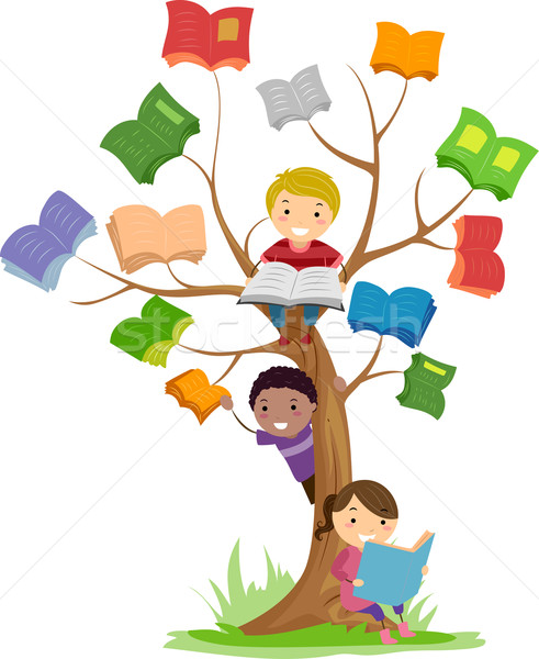 6457118_stock vector stickman kids book tree read