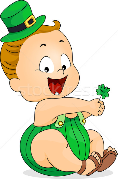 ребенка клевера иллюстрация зеленый мальчика Сток-фото © lenm