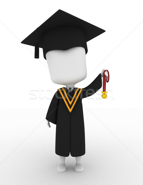 Graduate Holding His Medal Up High Stock photo © lenm