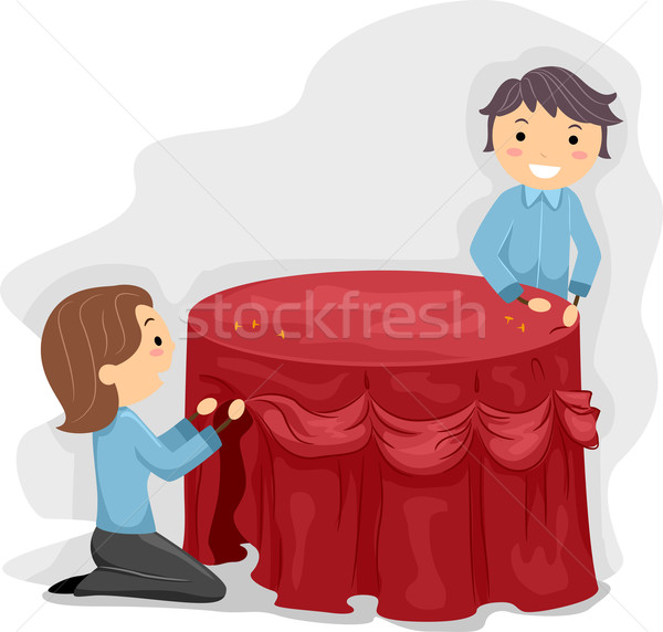 Banquete ilustração menina homem trabalhar feminino Foto stock © lenm