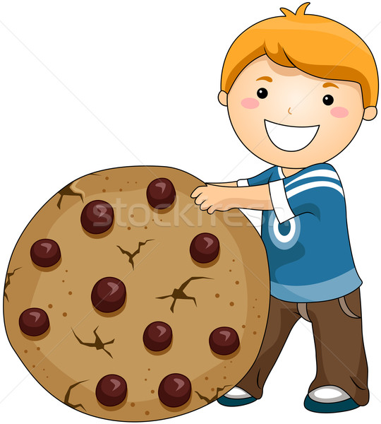 Boy with Chocolate Cip Cookies Stock photo © lenm