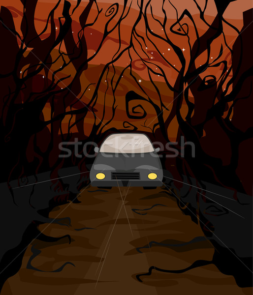 Dysk lesie ilustracja samochodu jazdy Zdjęcia stock © lenm