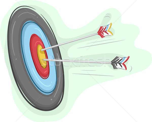 Sportiv tragere cu arcul bord ilustrare sageti piercing Imagine de stoc © lenm