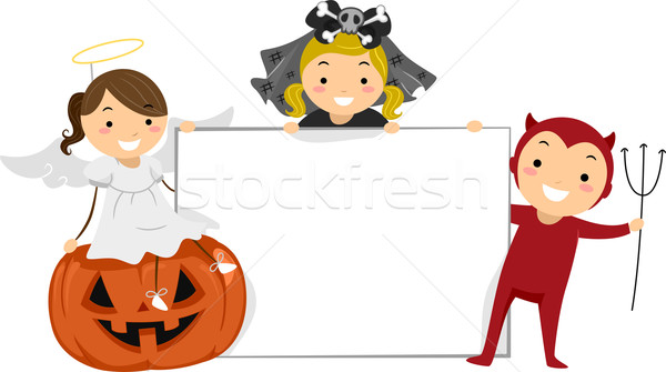 Halloween boord illustratie kinderen poseren kind Stockfoto © lenm