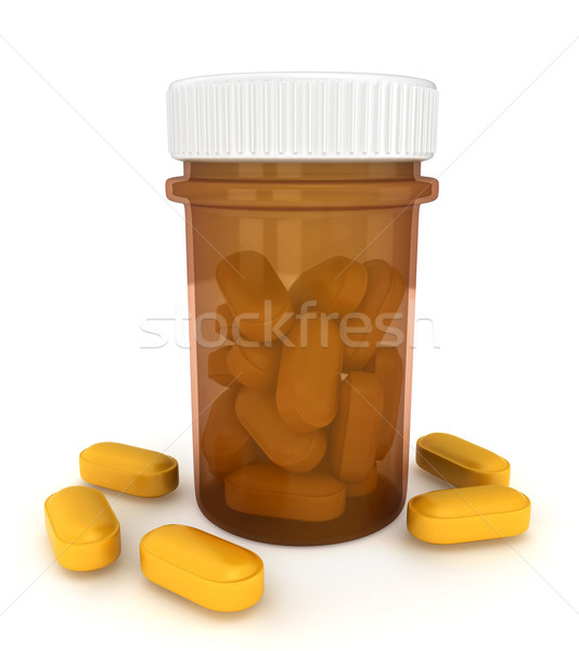Foto stock: Pílulas · ilustração · 3d · garrafa · saúde · drogas · 3D