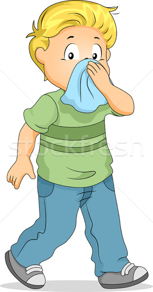 Dziecko nosa ilustracja chłopca chusteczka młodych Zdjęcia stock © lenm