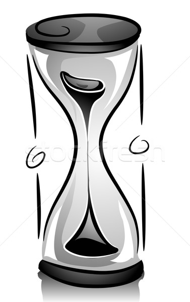 Reloj de arena blanco negro ilustración arena rápidamente caer Foto stock © lenm