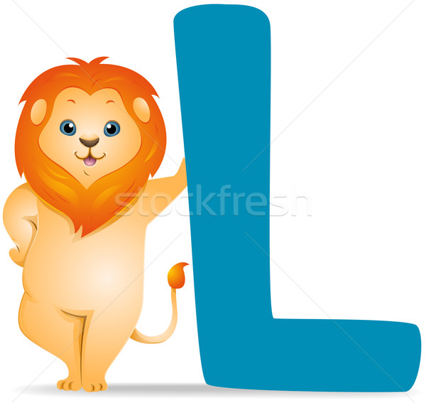 Leeuw cartoon cute dierentuin vector Stockfoto © lenm