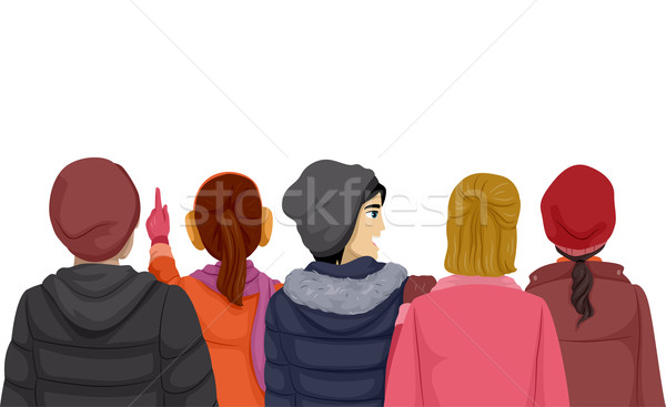 Stock photo: Teens Winter Back View