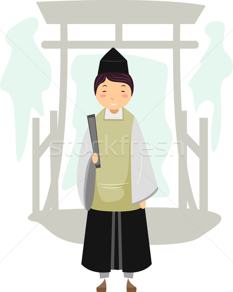 Shinto prêtre illustration homme japonais Homme [[stock_photo]] © lenm