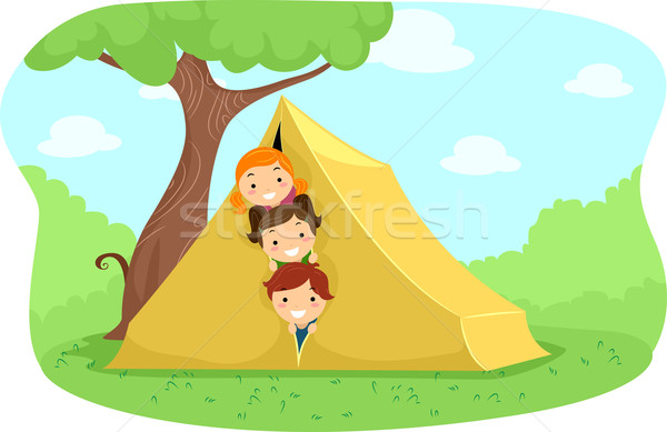 Tábor sátor illusztráció mögött gyerekek gyermek Stock fotó © lenm