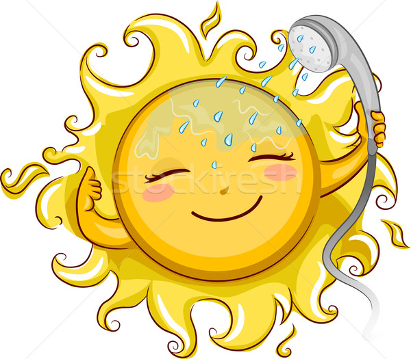 Słońce prysznic ilustracja wesoły telefon Zdjęcia stock © lenm