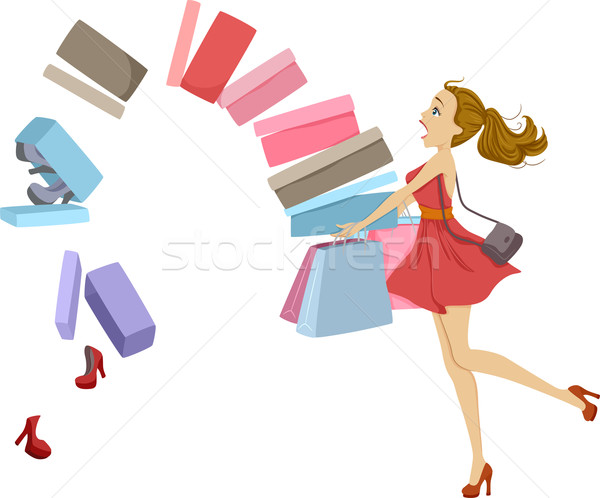 Scatole illustrazione scarpe cadere fuori shopping Foto d'archivio © lenm