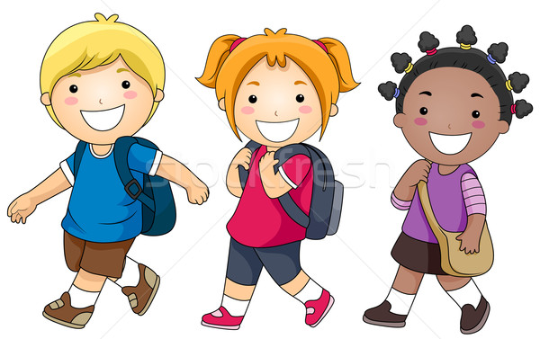 Iskola kis csoport gyerekek sétál lány oktatás Stock fotó © lenm