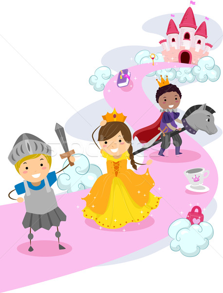 Stock photo: Stickman Kids Princess and Knights