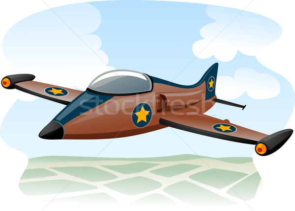 Jet luptator ilustrare care zboară ocean război Imagine de stoc © lenm
