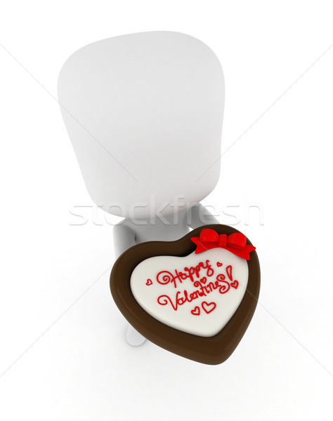 Hombre ofrecimiento chocolate 3d San Valentín Foto stock © lenm