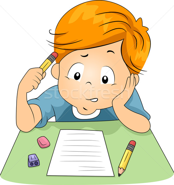 Stockfoto: Kid · examen · illustratie · test · vragen · student