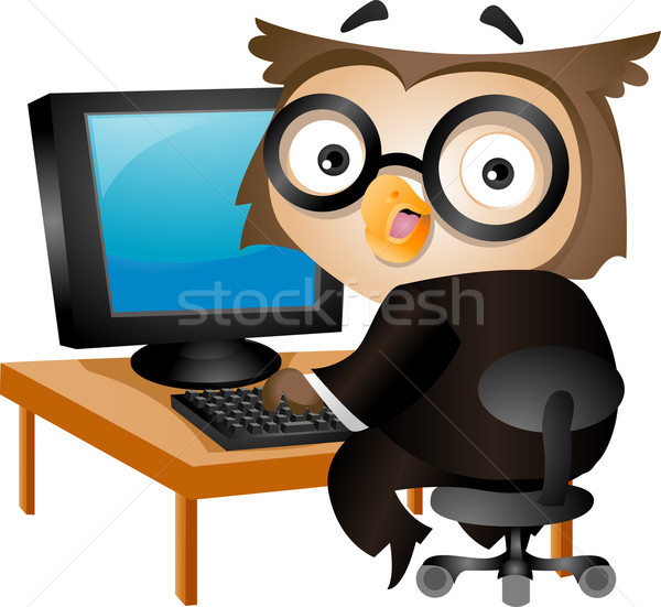 計算機 貓頭鷹 插圖 坐在 技術 商業照片 © lenm