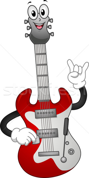 Zdjęcia stock: Gitara · elektryczna · maskotka · ilustracja · muzyki · gitara · rock