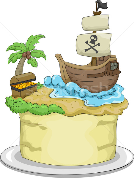 Kalóz torta illusztráció buli tenger születésnap Stock fotó © lenm