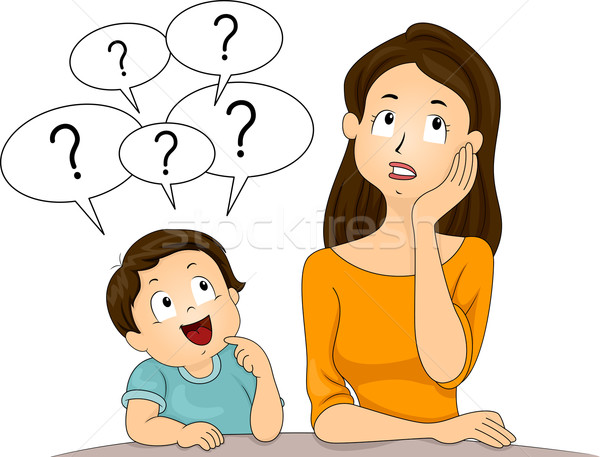Anya fiú kérdések illusztráció zavart gondolkodik Stock fotó © lenm