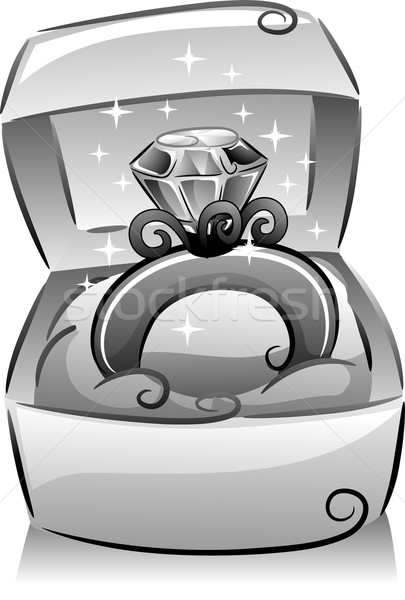 Stock foto: Diamant-Ring · schwarz · weiß · Illustration · ruhend · Feld