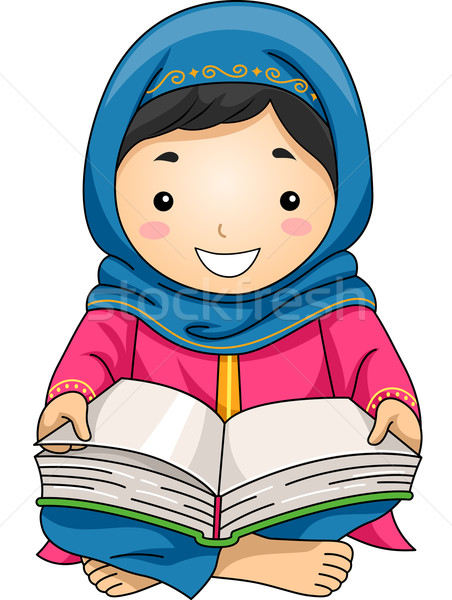 Kid Girl Muslim Read Stock photo © lenm