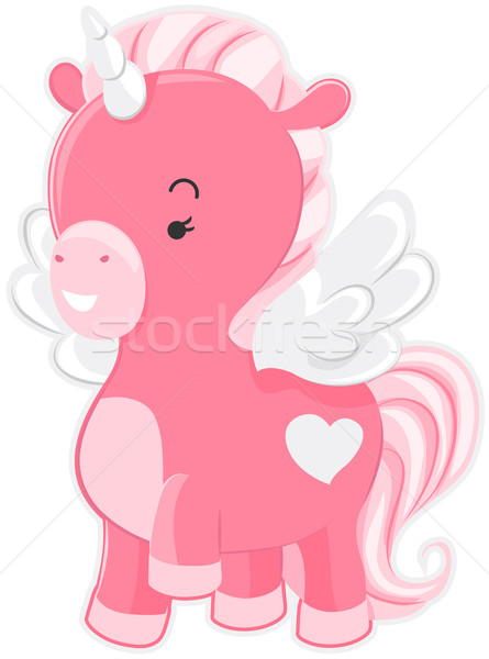 Cute rosa animales alas Cartoon Foto stock © lenm