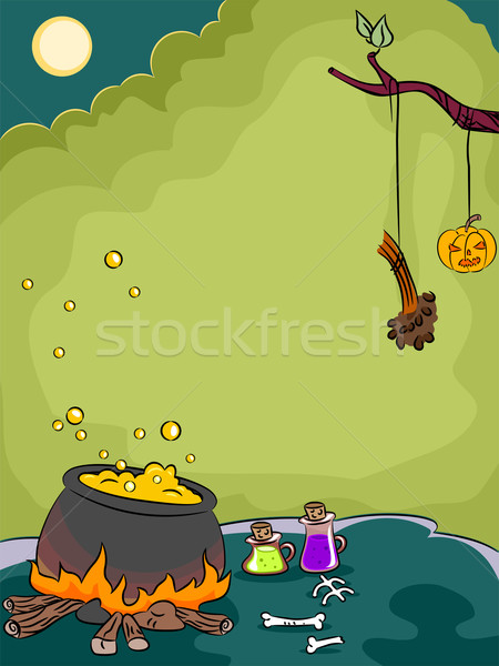 Foto stock: Halloween · caldera · ilustración · diseno · fondo · vacaciones