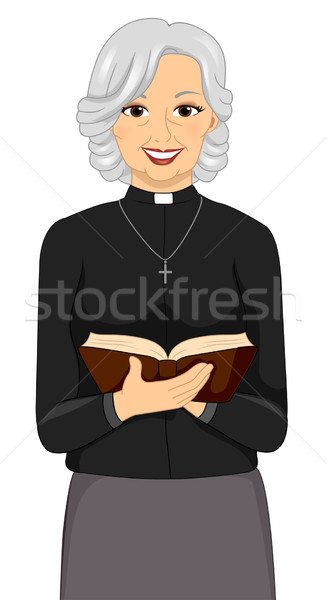 Női pap illusztráció tart Biblia nő Stock fotó © lenm