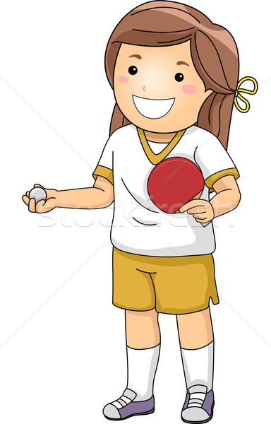 Tenis stołowy dziewczyna ilustracja narzędzi sportowe tabeli Zdjęcia stock © lenm