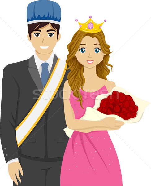 Koning koningin illustratie paar uitgekozen vrouw Stockfoto © lenm