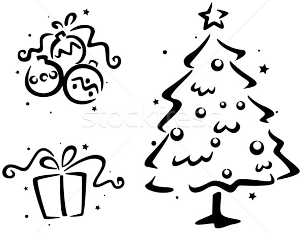 Christmas stencil kerstboom geschenk zwarte Stockfoto © lenm