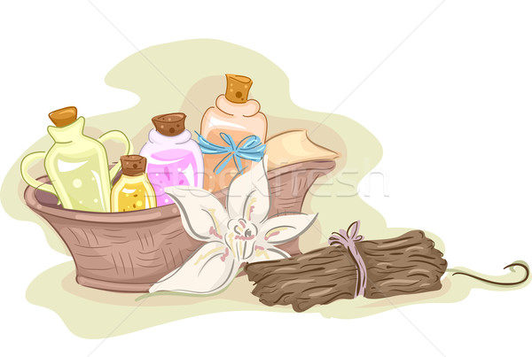 Koszyka ilustracja pełny olejki eteryczne spa Zdjęcia stock © lenm