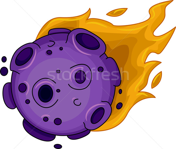 Meteoor illustratie vallen brand wetenschap cartoon Stockfoto © lenm