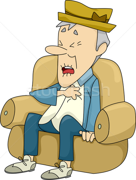 старик сердечный приступ иллюстрация сидят диване здоровья Сток-фото © lenm
