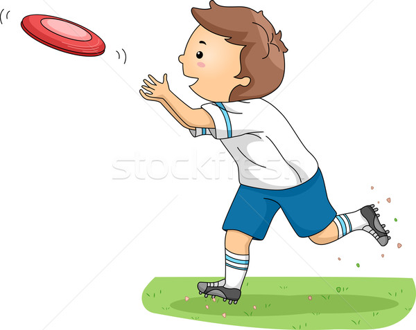 Frisbee băiat ilustrare sport tineri joacă Imagine de stoc © lenm