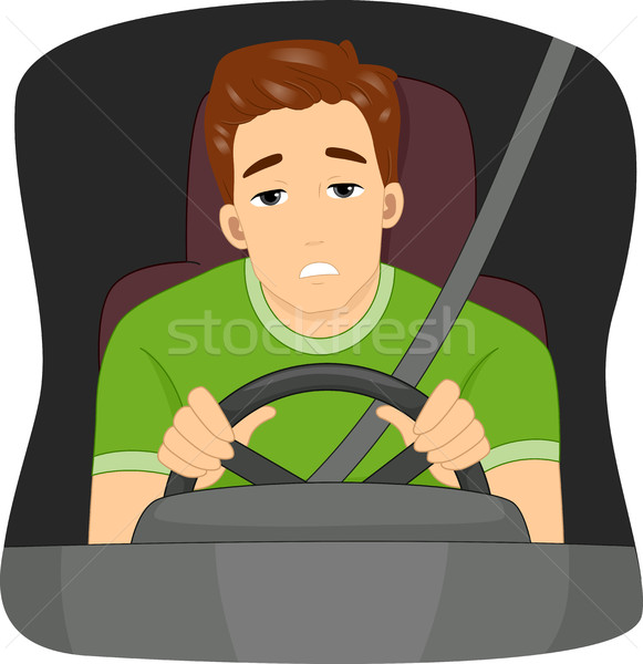 Somnoros şofer ilustrare masculin om Imagine de stoc © lenm