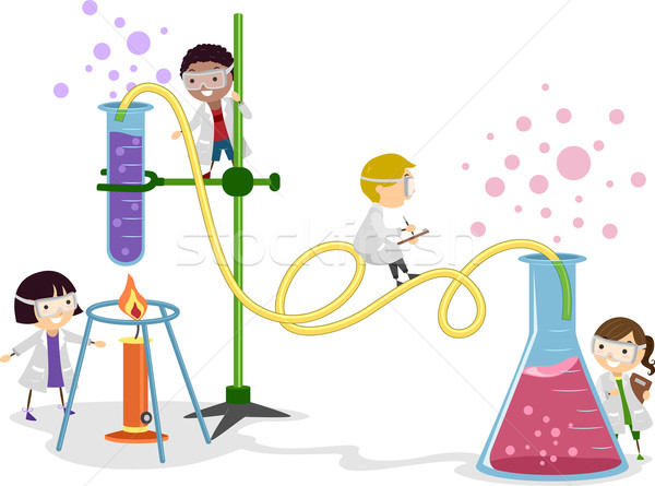 Laborator copii ilustrare copiii se joacă şcoală copil Imagine de stoc © lenm