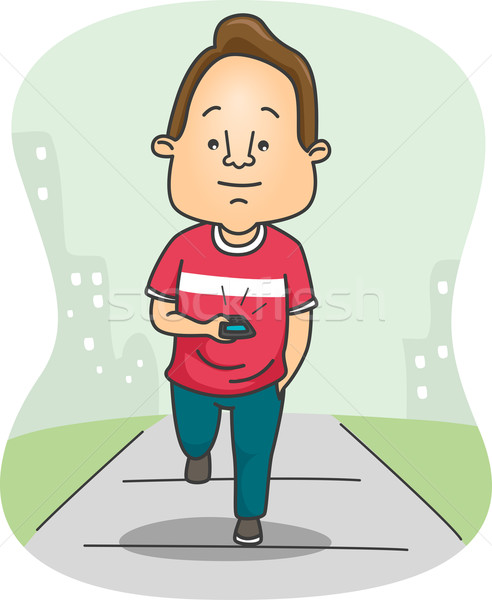 парень иллюстрация связи сотового телефона мобильного телефона Сток-фото © lenm