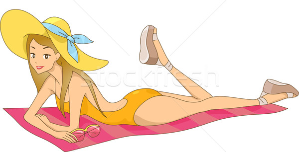 Vacanţă blog antet ilustrare femeie fată Imagine de stoc © lenm