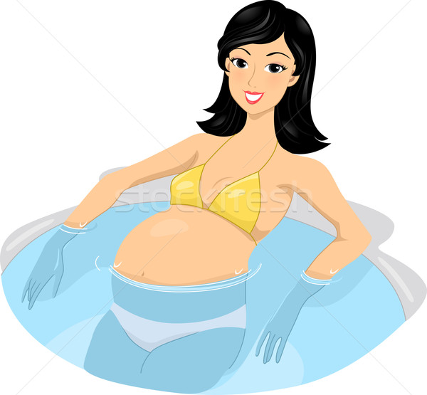 妊娠 水 たらい 実例 妊婦 女性 ストックフォト © lenm