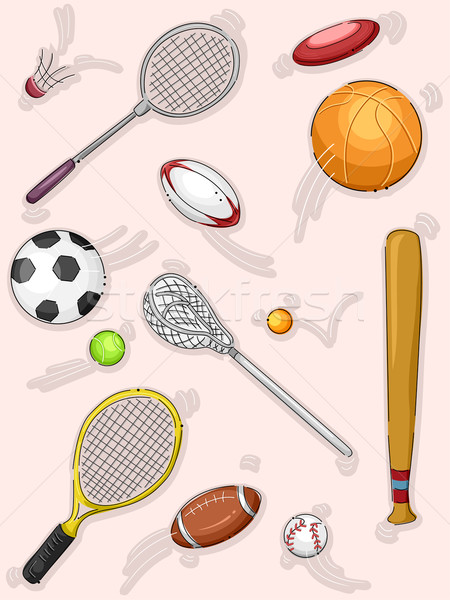 Sprzęt sportowy ilustracja inny piłka nożna tenis baseball Zdjęcia stock © lenm