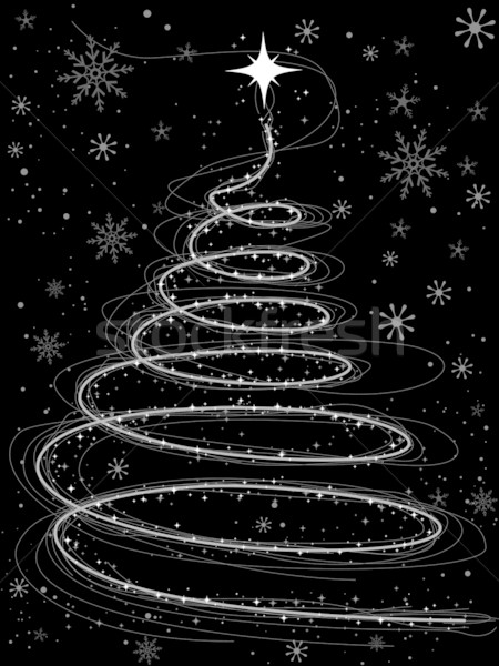 Karácsonyfa terv fekete fa csillag karácsony Stock fotó © lenm