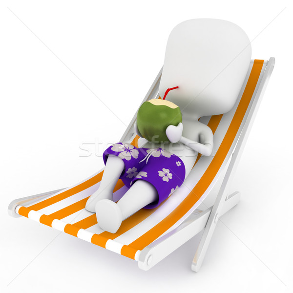 Foto stock: Coco · beber · 3d · hombre · leche · de · coco · verano