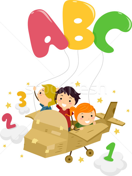 Alfabe örnek çocuklar düzlem oynama harfler Stok fotoğraf © lenm